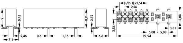 Female headers - BL 23 SHK 14 02 SMD G