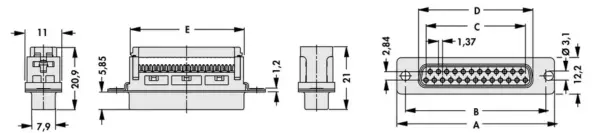 D-Sub connector for flat ribbon cable - DB BK 37 - Image 3