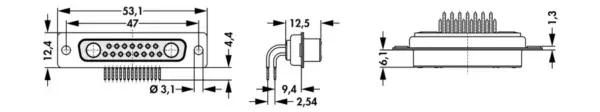 D-Sub mixed layout connectors - DBM 17W2 TA MWS M3