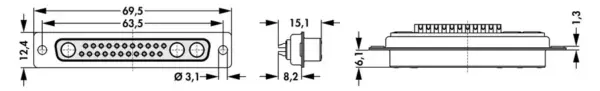 D-Sub mixed layout connectors - DBM 25W3 L GN UN - Image 2