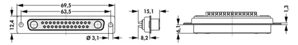 D-Sub mixed layout connectors - DBM 27W2 L GN UN - Image 2