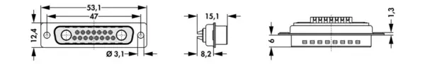 D-Sub mixed layout connectors - DSM 17W2 L GN M3 - Image 2