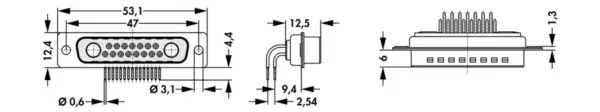 D-Sub mixed layout connectors - DSM 17W2 TA MW M3 - Image 2