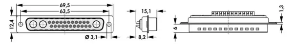 D-Sub mixed layout connectors - DSM 25W3 L GN UN - Image 2