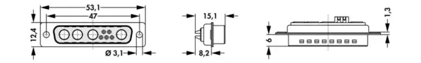 D-Sub mixed layout connectors - DSM 9W4 L GN UN - Image 2