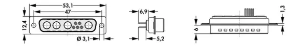 D-Sub mixed layout connectors - DSM 9W4 T RC UN - Image 2