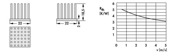 Pin heatsinks - ICK S 22 x 22 x 18.5 - Image 2