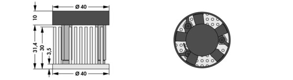 Heatsinks for LEDs - LA LED 40 x 30 Aluminium natur