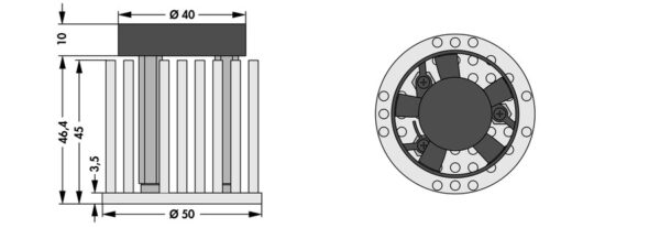 Heatsinks for LEDs - LA LED 50 x 45 Aluminium natur