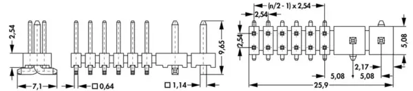 Male headers - SL 27 SHK 14 02 SMD G